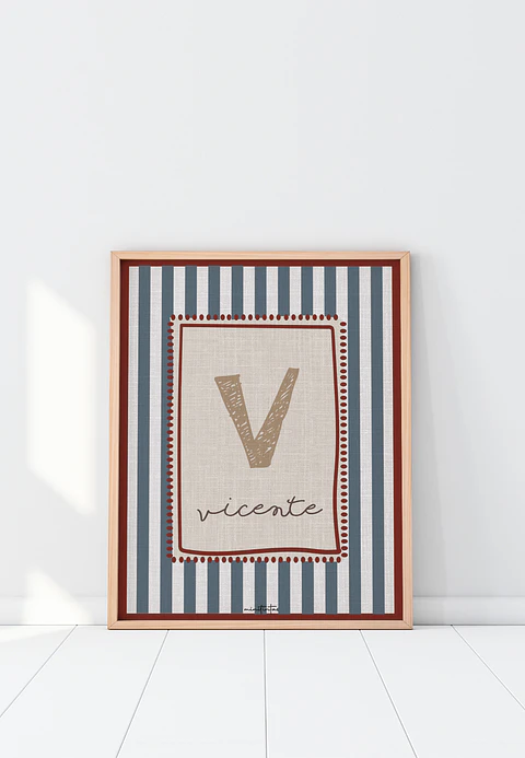 LAMINA DECORATIVA INFANTIL INICIALES CON NOMBRE 09 (personalizable)