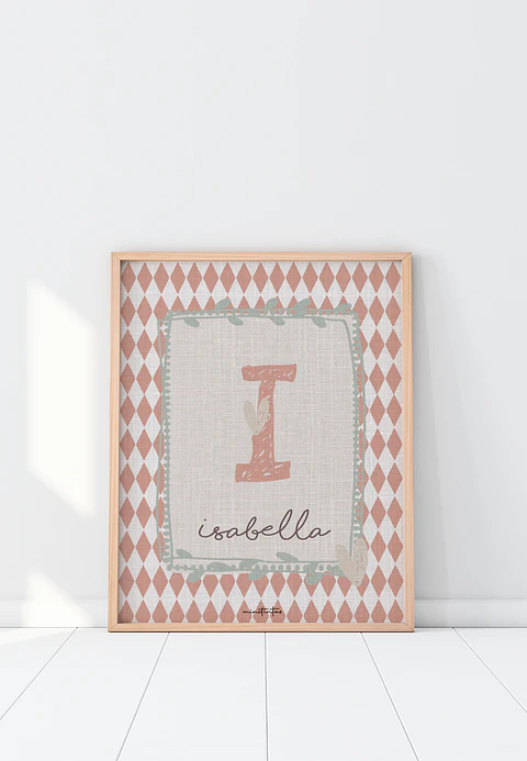 LAMINA DECORATIVA INFANTIL INICIALES CON NOMBRE 10 (personalizable)
