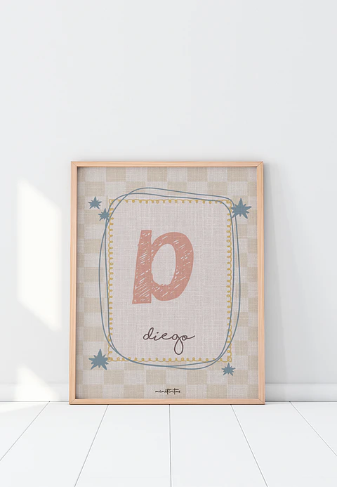 LAMINA DECORATIVA INFANTIL INICIALES CON NOMBRE 11 (personalizable)
