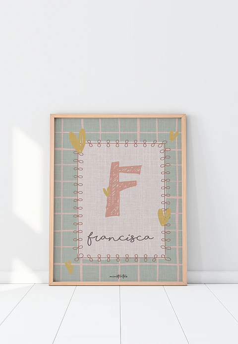 LAMINA DECORATIVA INFANTIL INICIALES CON NOMBRE 12 (personalizable)