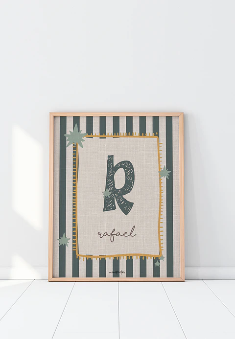 LAMINA DECORATIVA INFANTIL CON INICIALES CON NOMBRE 14 (personalizable)
