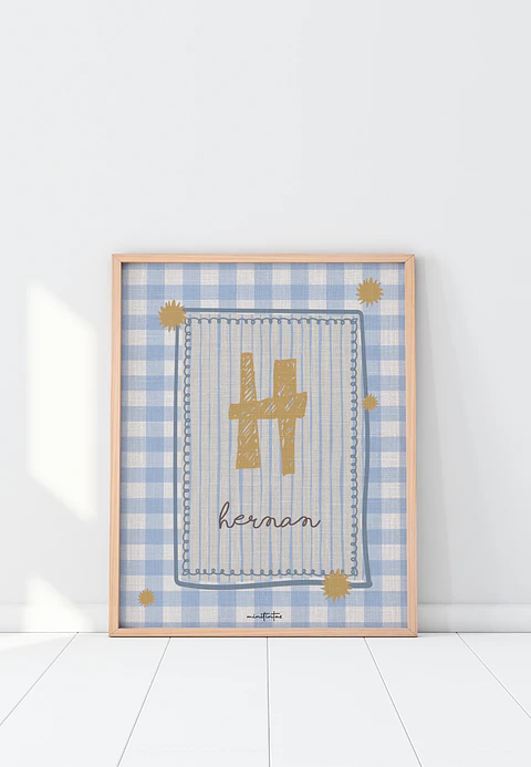 LAMINA DECORATIVA INFANTIL INICIALES CON NOMBRE 15 (personalizable)