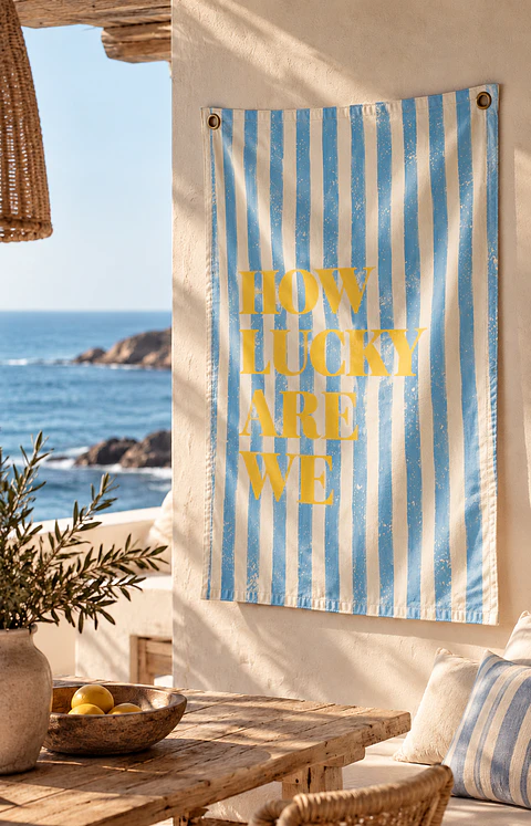 DECO TEXTIL LIENZO WE ARE LUCKY