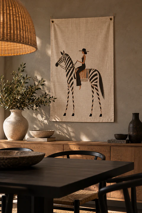 DECO TEXTIL LIENZO MUJER CEBRA