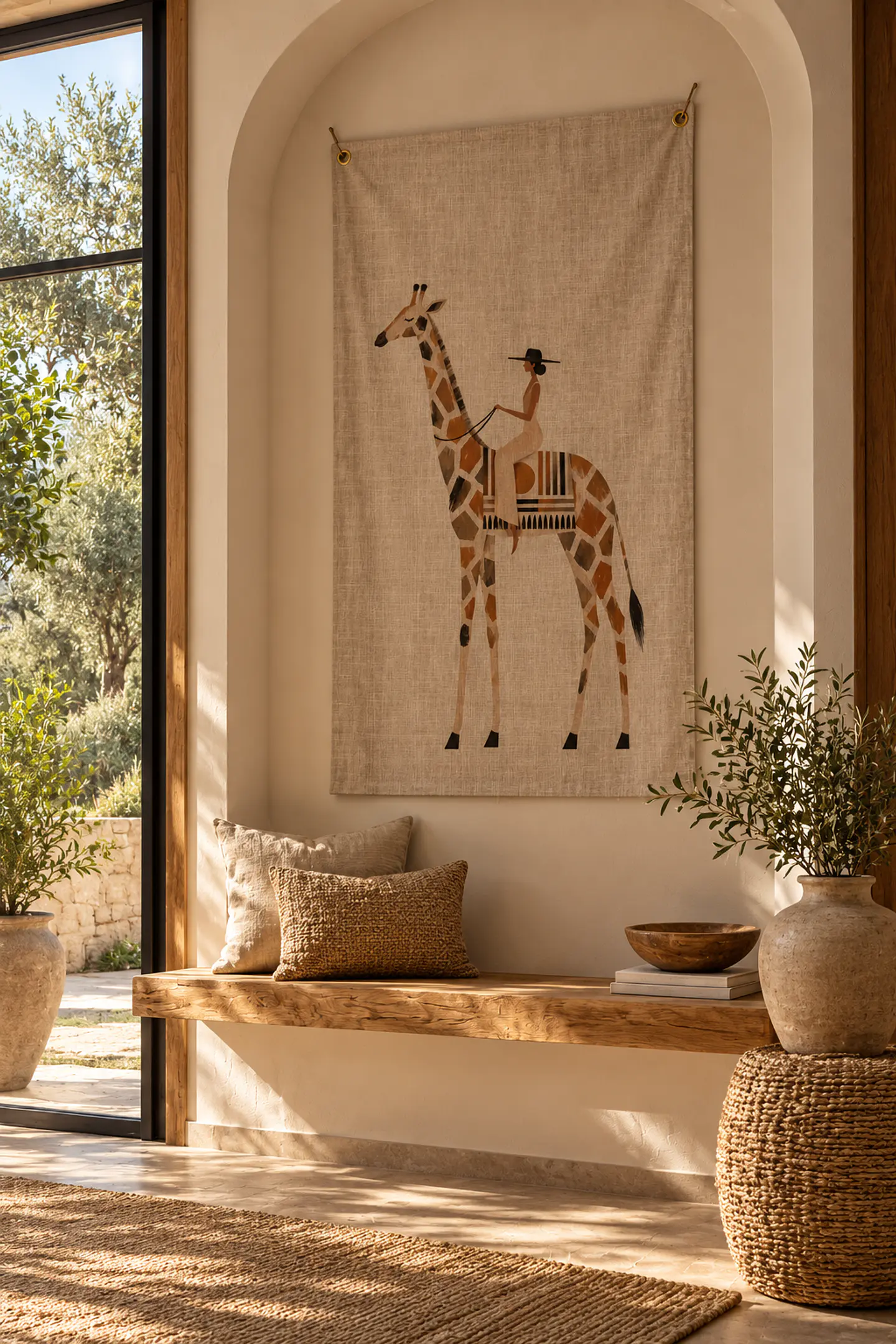 DECO TEXTIL LIENZO MUJER JIRAFA  1