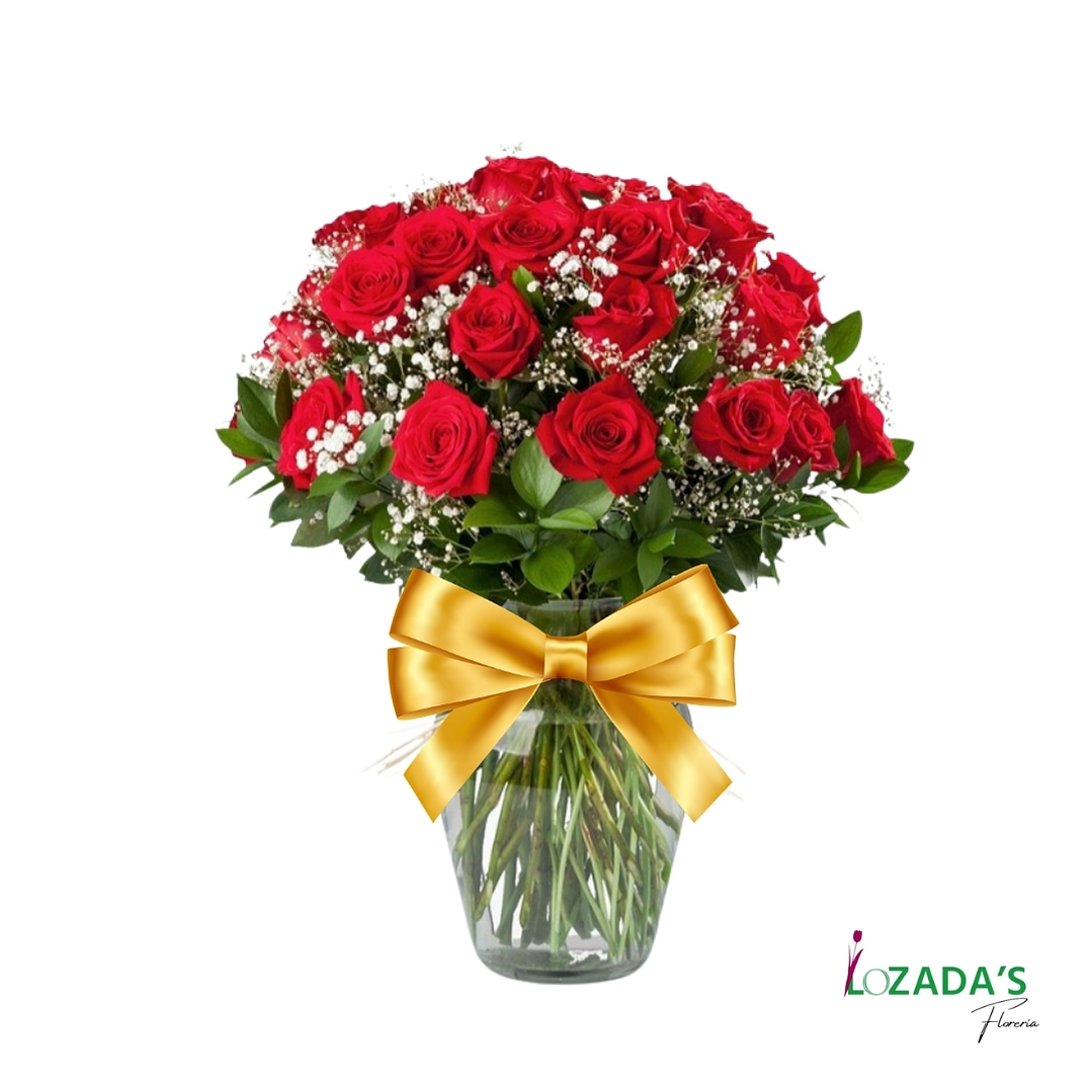 Distinción - Florero con rosas Rojas elige la Cantidad 1