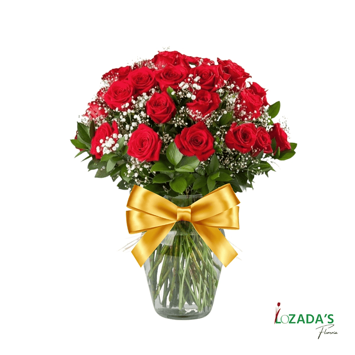 Distinción - Florero con rosas Rojas elige la Cantidad 1