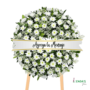 Lo Sentimos - Corona en Atril de Margaritas con Cinta