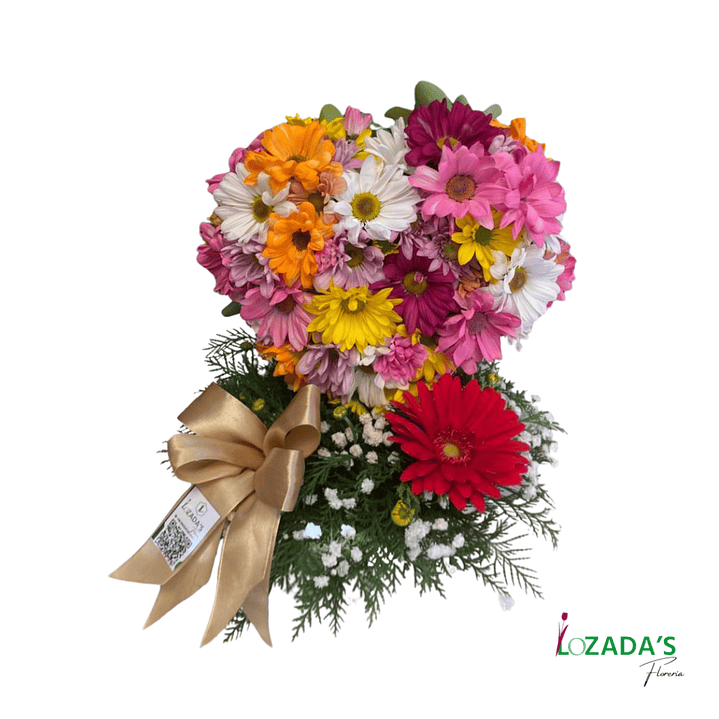 Corazón Aéreo de Flores San Valentín en Base de Cerámica 2