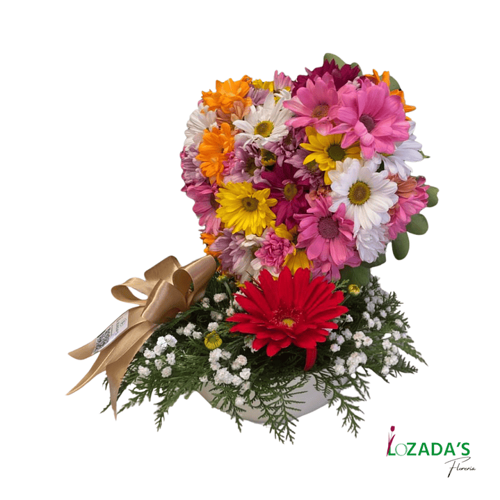 Corazón Aéreo de Flores San Valentín en Base de Cerámica 3