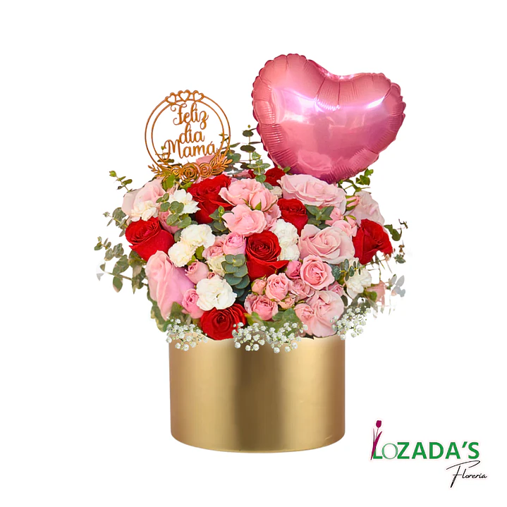 Feliz Día Mamá - Arreglo floral de Rosas mixtas y Globo 4