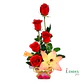 Belleza - Arreglo de 5 Rosas Rojas y 1 Flor de Lilium - thumbnail 1