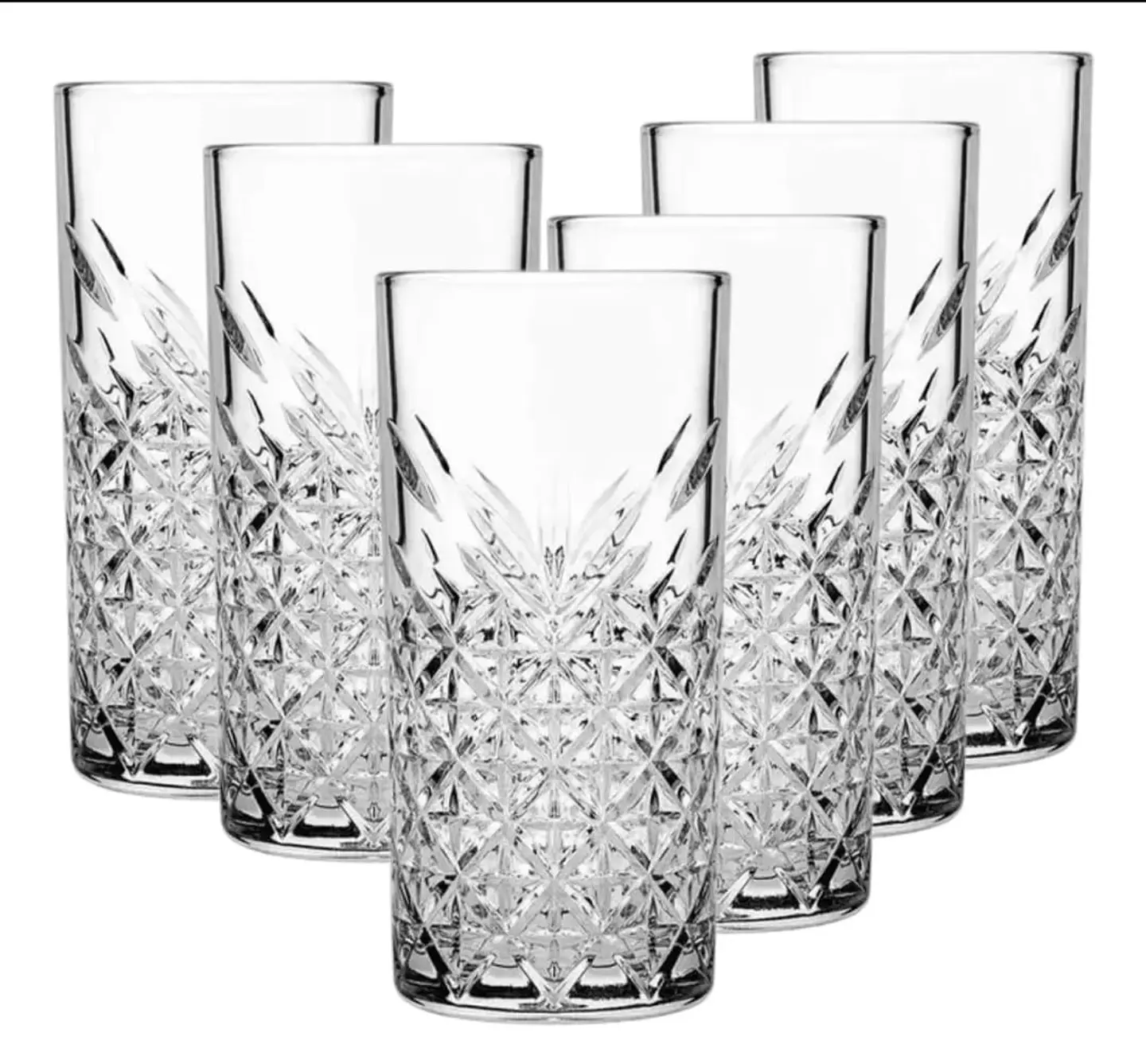 Set de 6 Vasos de vidrio coctel tallado 380ml 3