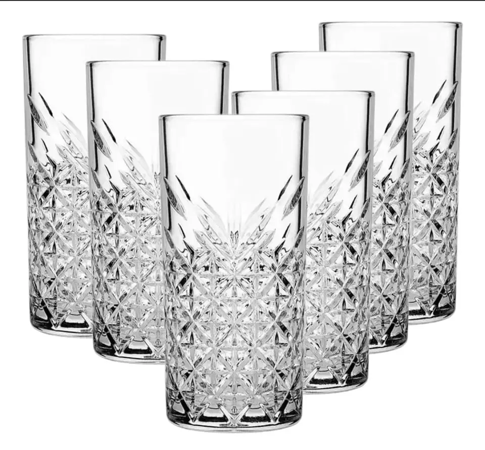 Set de 6 Vasos de vidrio coctel tallado 380ml 3