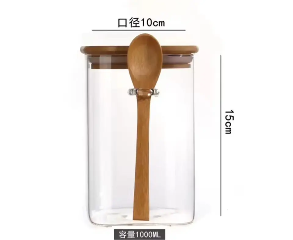 Contenedores de Vidrio con Tapa de Bambú 8
