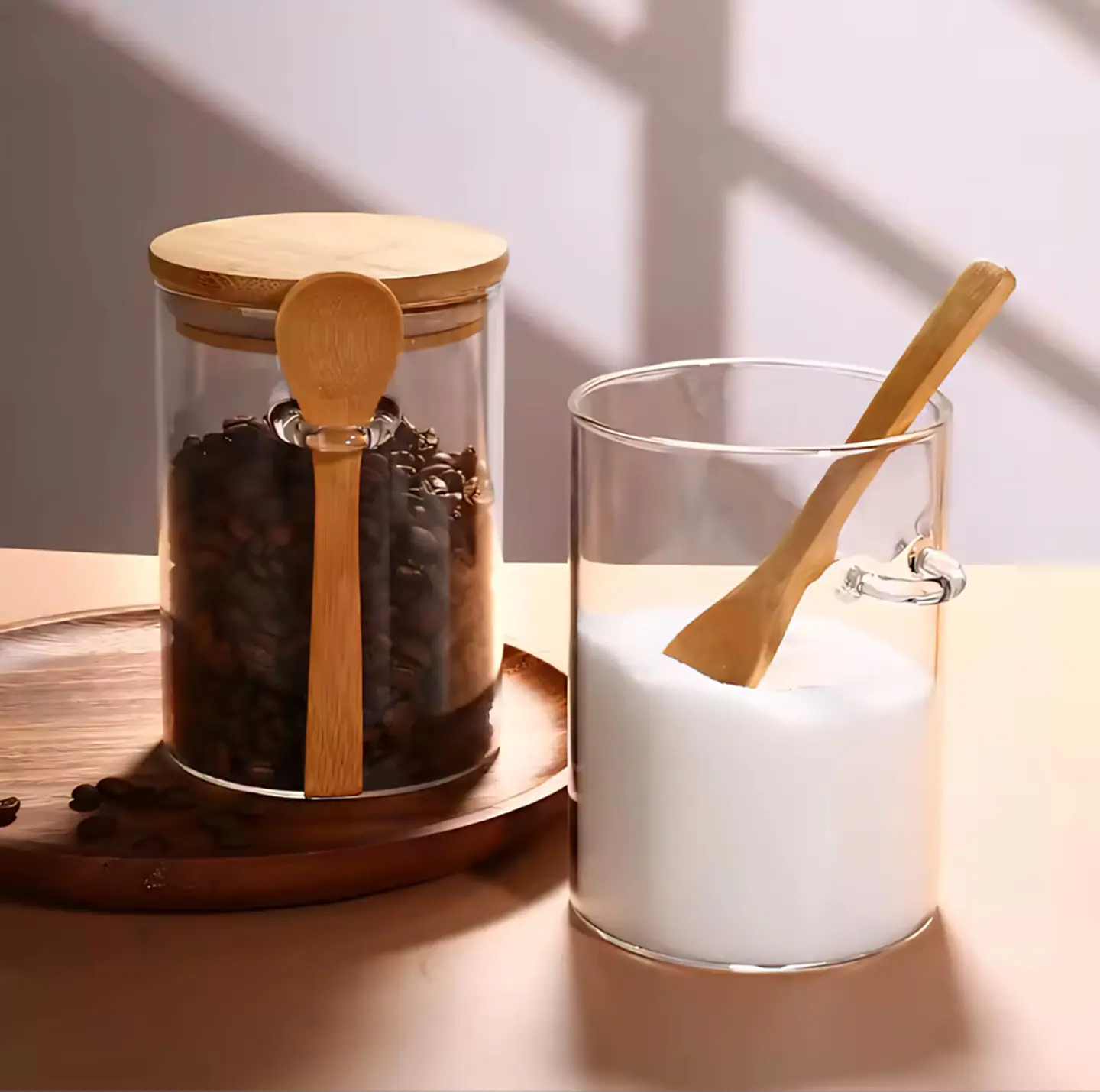 Contenedores de Vidrio con Tapa de Bambú 7