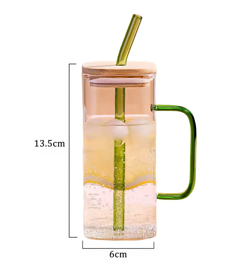 Vasitos de vidrio con Asa y Bombilla 3