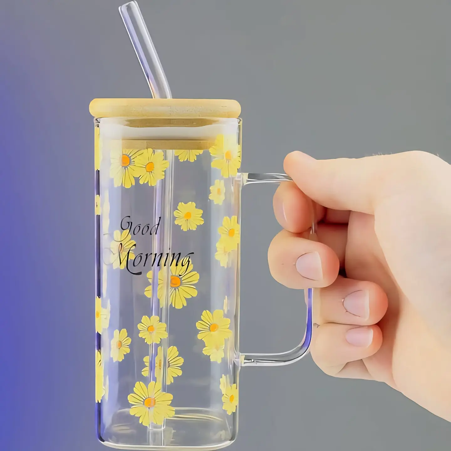 Vasitos de vidrio con Asa y Bombilla 5