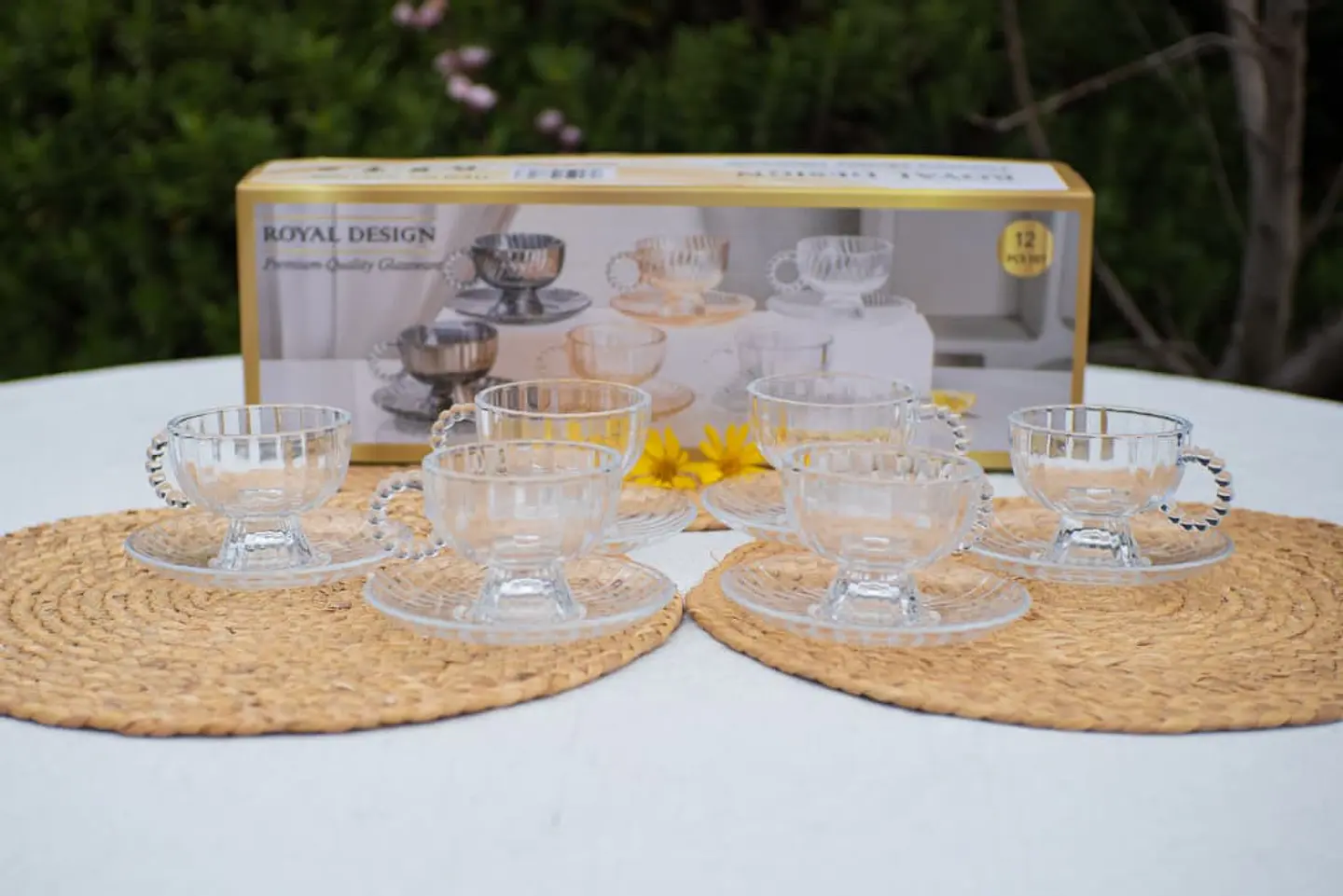 Set de 6 tazas + 6 platos de vidrio (150 ml) 4