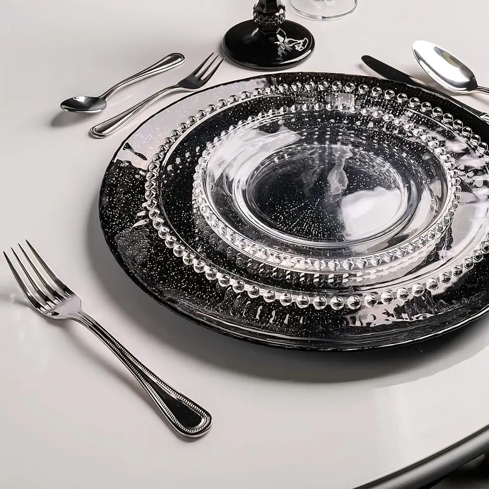 Platos de Vidrio Línea Perola 28 cm, 20 cm 5