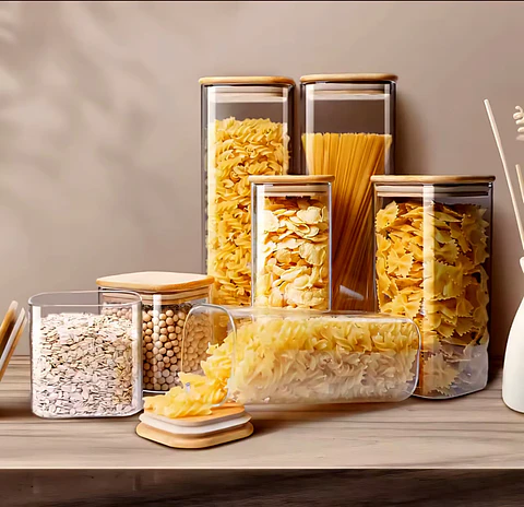 Contenedores de Alimentos Con Tapa de Bambú