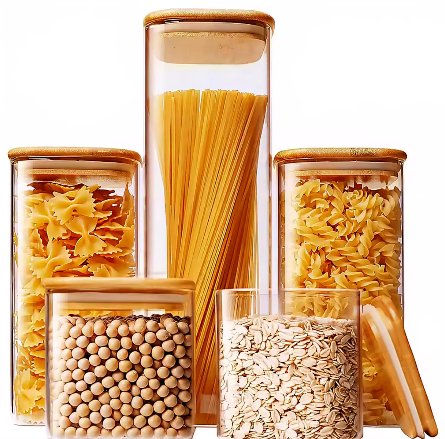 Contenedores de Alimentos Con Tapa de Bambú 4