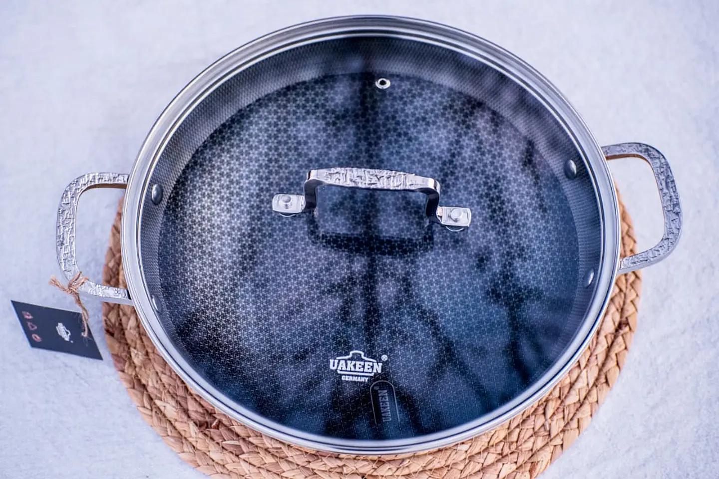 Wok 30 cm Uakeen con Tecnología Alemana Triple S/S y Superficie Texturizada 7