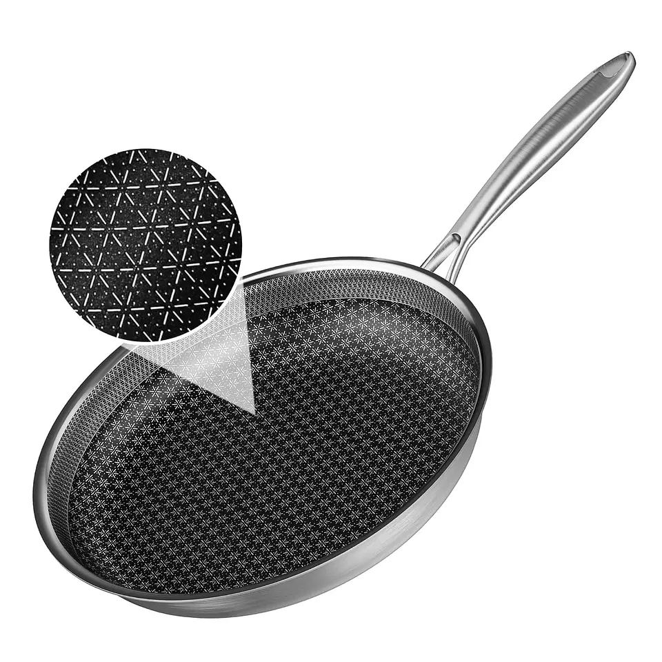 Sartén 24 cm Uakeen con Tecnología Alemana Triple S/S y Superficie Texturizada 4