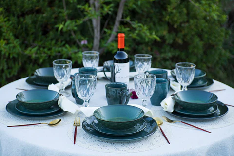 Set de Loza Rústica para 4 y 6 personas  "Bruma Esmeralda"