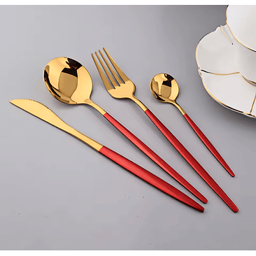 Set de cubiertos de Acero Inoxidable dorados 24 piezas  1