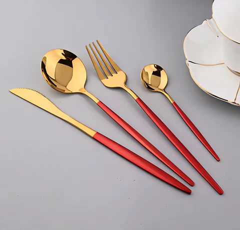 Set de cubiertos de Acero Inoxidable dorados 24 piezas 