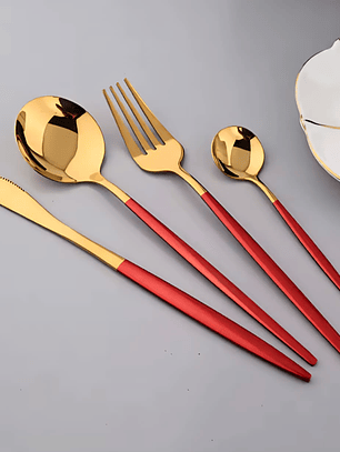 Set de cubiertos de Acero Inoxidable dorados 24 piezas 