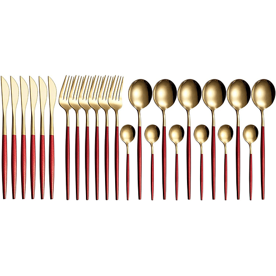 Set de cubiertos de Acero Inoxidable dorados 24 piezas  4