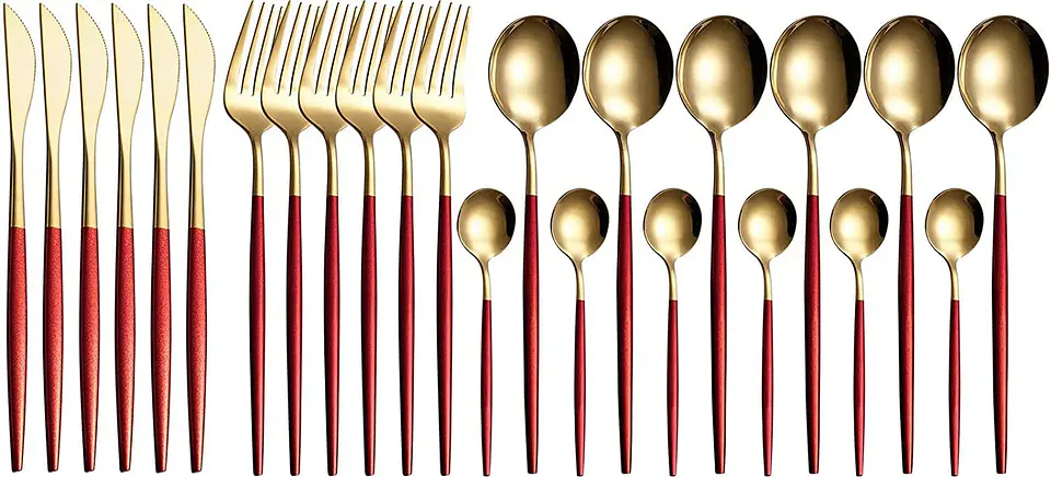 Set de cubiertos de Acero Inoxidable dorados 24 piezas  4