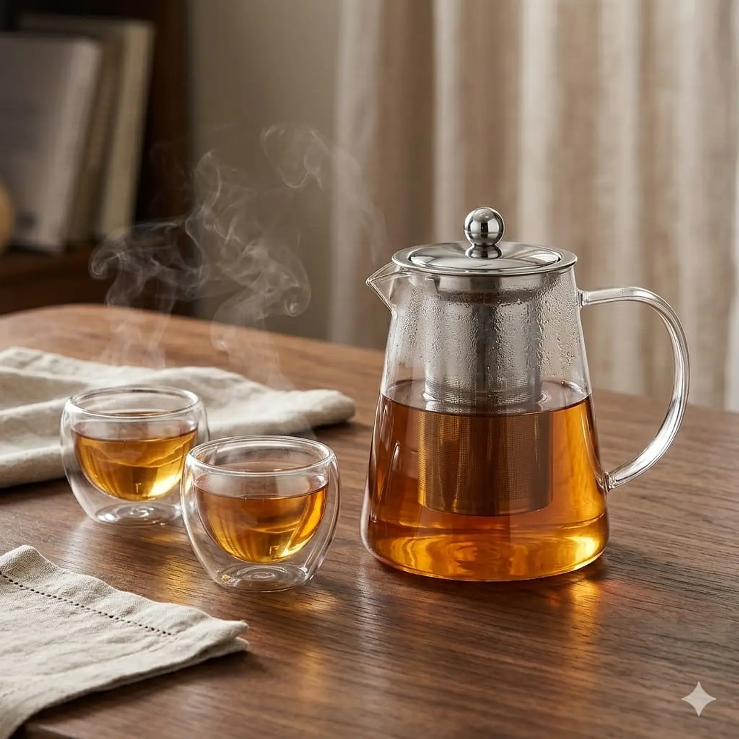 Tetera Infusora de Vidrio y Acero Inoxidable 550 ml 1