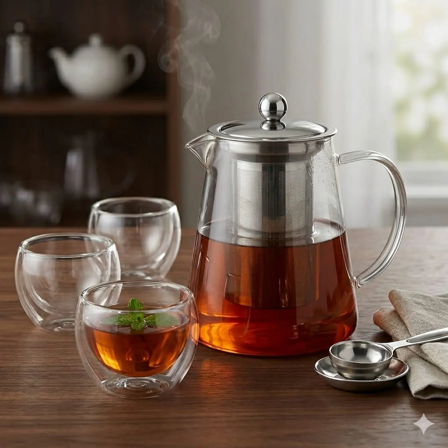 Tetera Infusora de Vidrio y Acero Inoxidable 550 ml 2