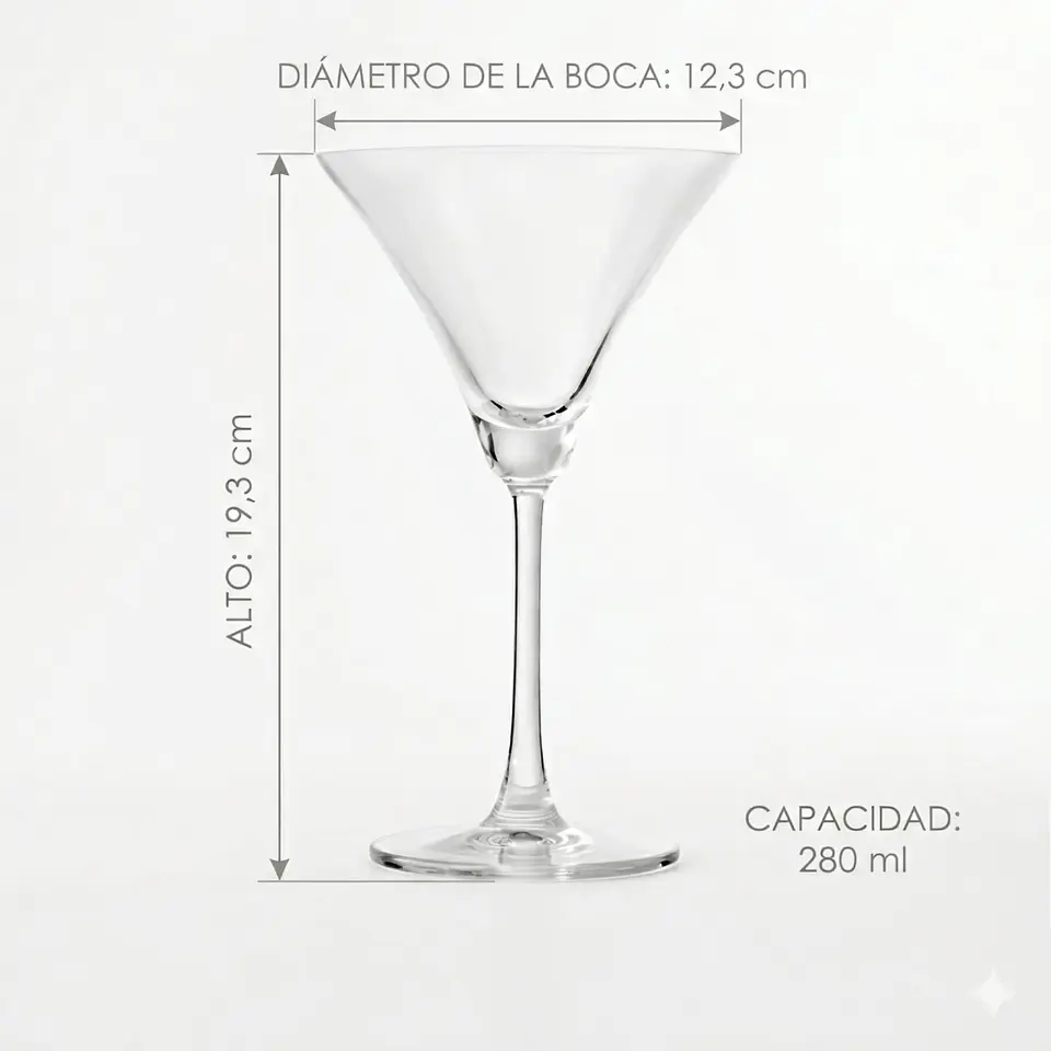 Set de 6 Copas Martini, Cosmopolitan Cristal 260 ml  5