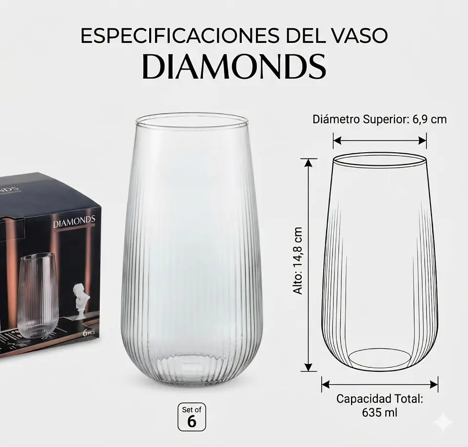 Set de 6 vasos largos 635 ml  3