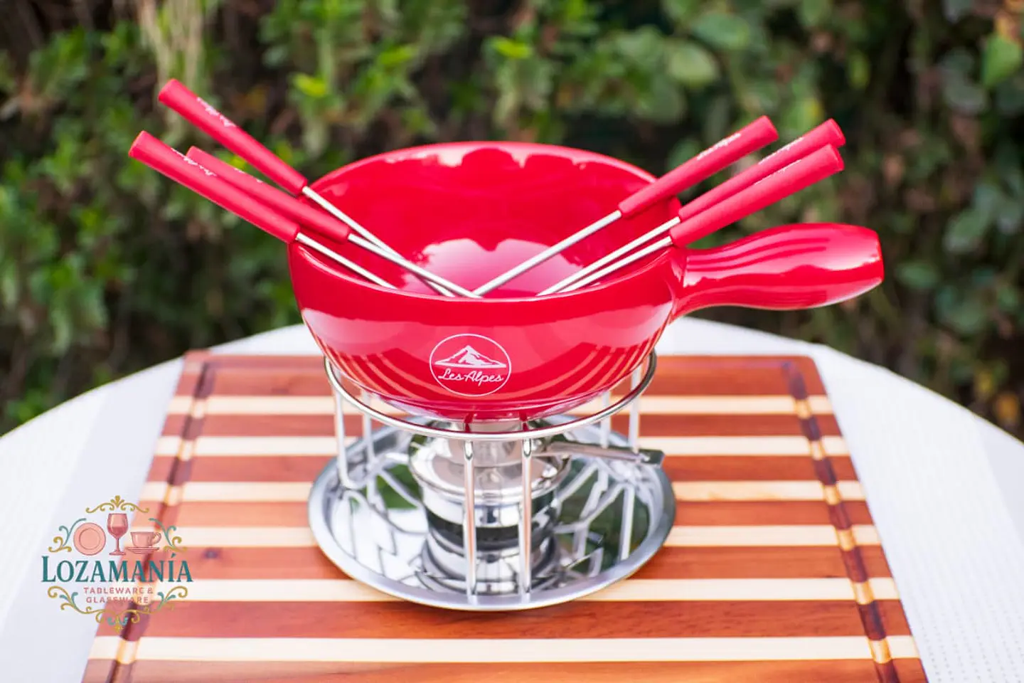 Set de Fondue Rojo Con Bowl de Cerámica 3