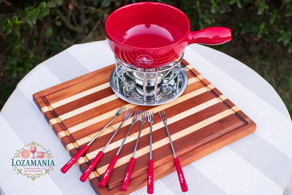Set de Fondue Rojo Con Bowl de Cerámica 6