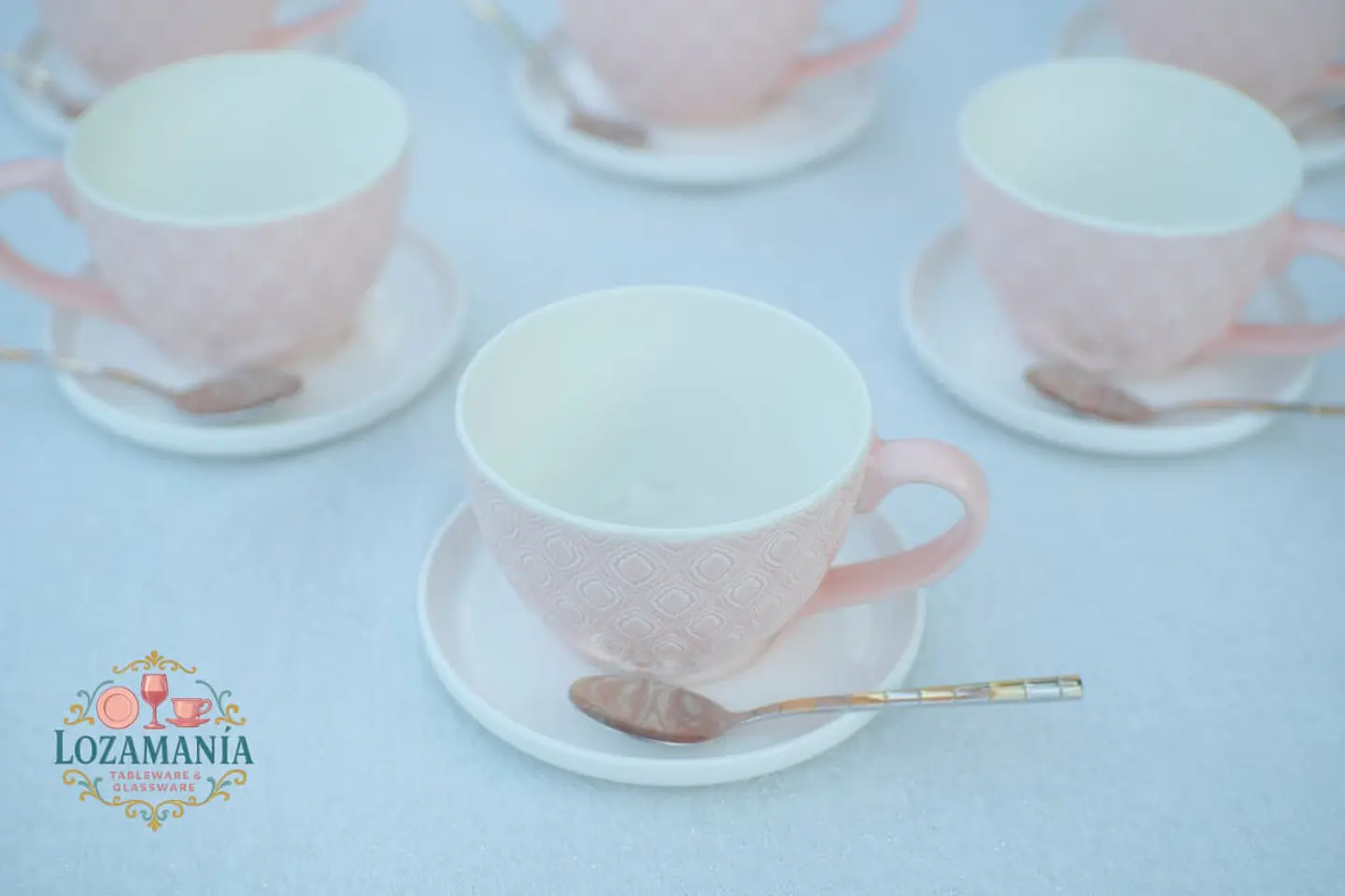 Set de 6 Tazas rosa con platillo 5
