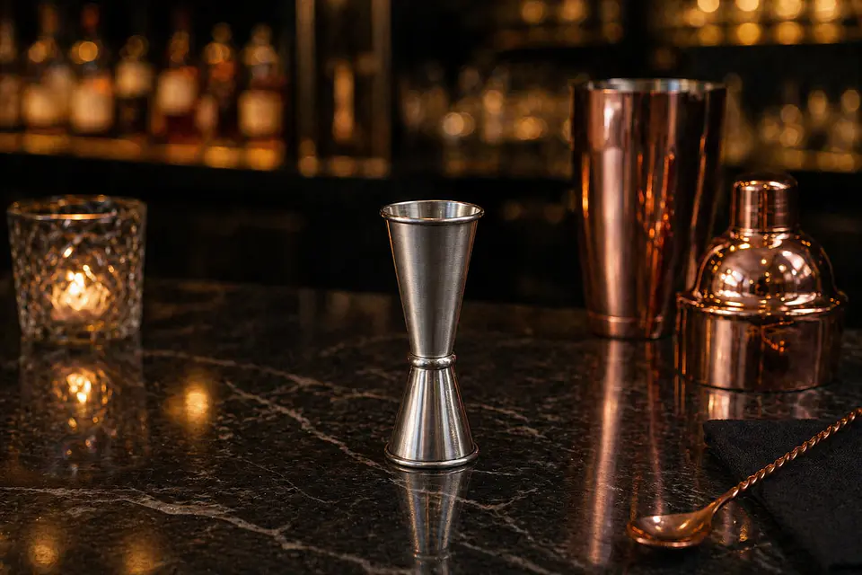 Medidor japonés de coctelería (jigger) de acero inoxidable 30 y 60 ml 1