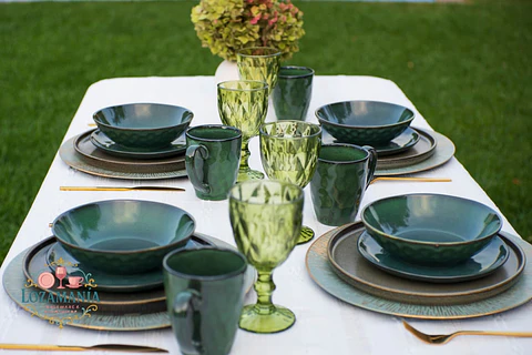 Set de loza Rustica 4 personas 16 piezas Verde