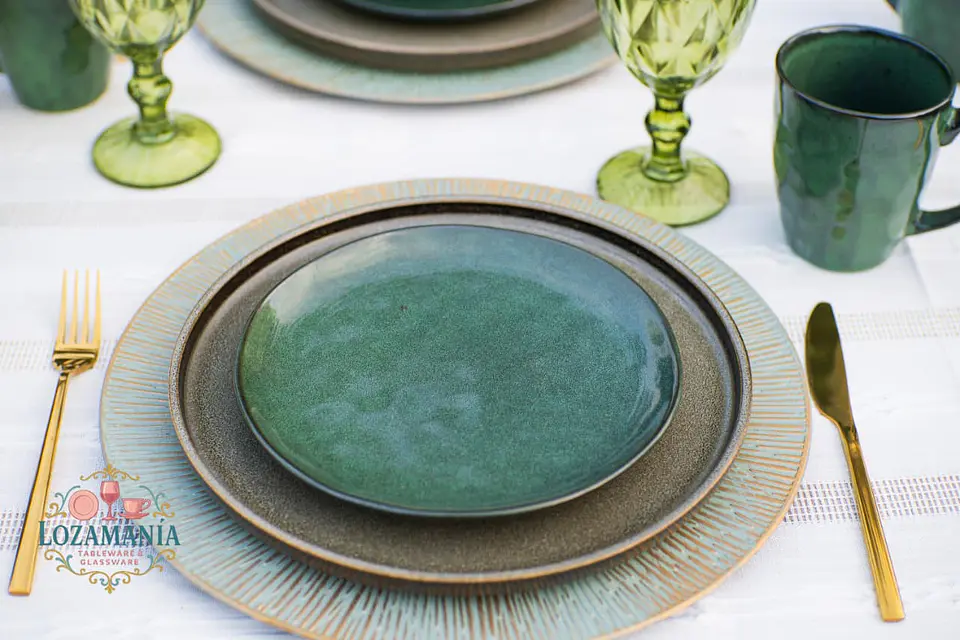 Set de loza Rustica 4 personas 16 piezas Verde 4