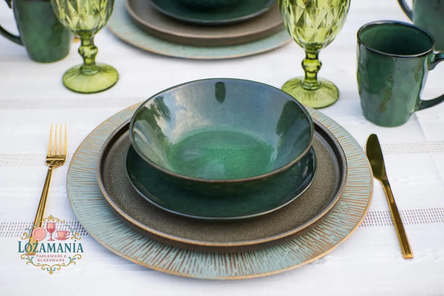 Set de loza Rustica 4 personas 16 piezas Verde 5