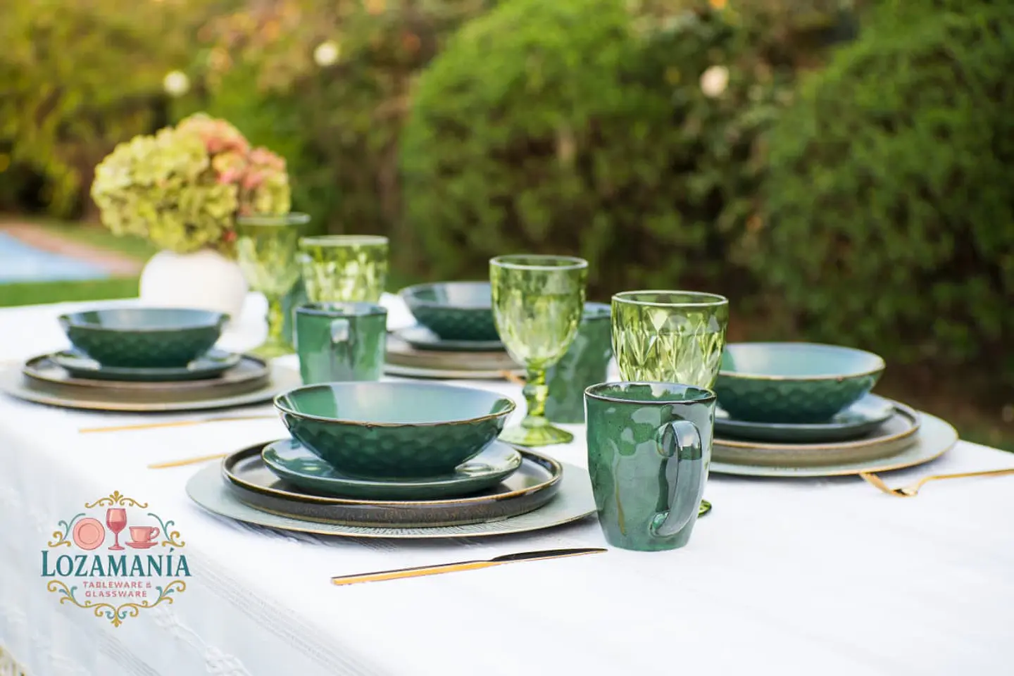 Set de loza Rustica 4 personas 16 piezas Verde 7