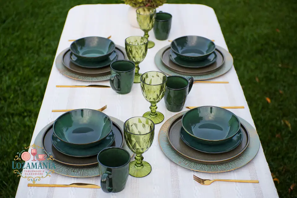 Set de loza Rustica 4 personas 16 piezas Verde 8