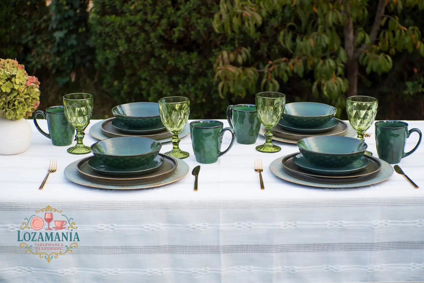 Set de loza Rustica 4 personas 16 piezas Verde 9