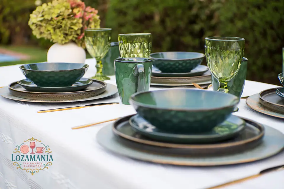 Set de loza Rustica 4 personas 16 piezas Verde 10