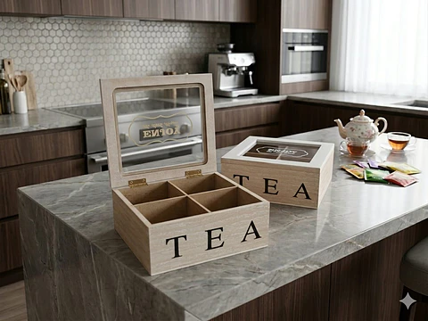 Caja de madera para bolsas de té